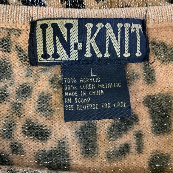 IN KNIT leopard print sweater  size Large - Picture 5 of 8